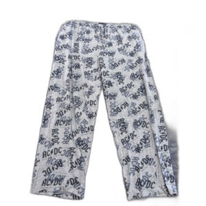 AC/DC Grey Sleep Pants for Men - Size L | Rock Band Loungewear